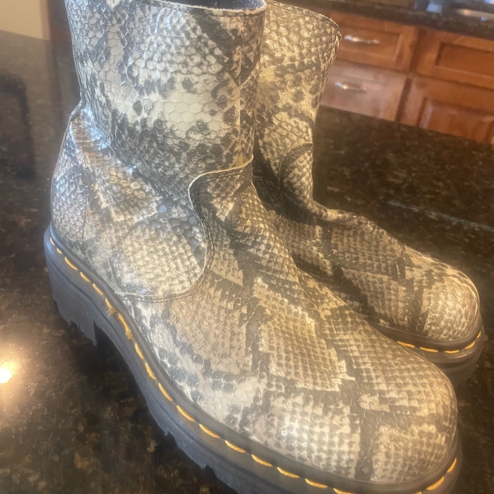 Dr. Martens Snake Print Boots - Black and Gray